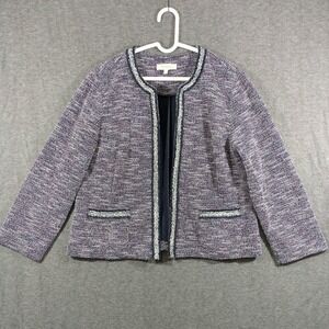 Talbots Womens Red White Blue Knit Long Sleeve Open Cardigan Size Petite L